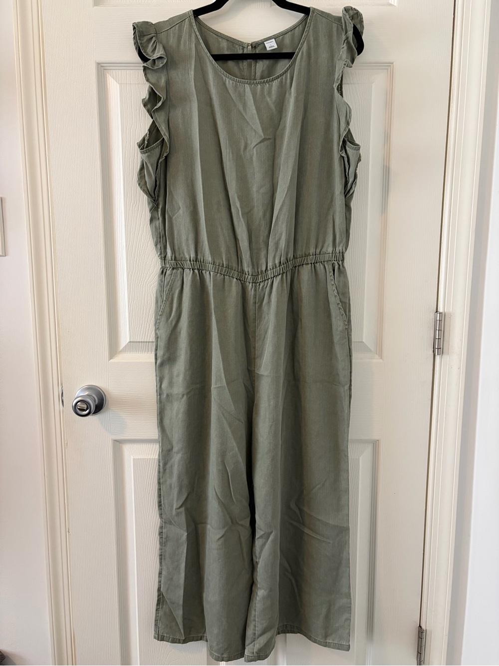 Old Navy Olive Green Ruffle-Trim Wide-Leg Jumpsuit